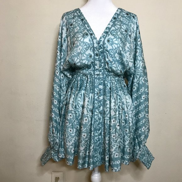 OMIKA NEW? Anthropolgie Harper Boho Hippie Style Deep V Neck Mini Dress or Tunic - Picture 1 of 15